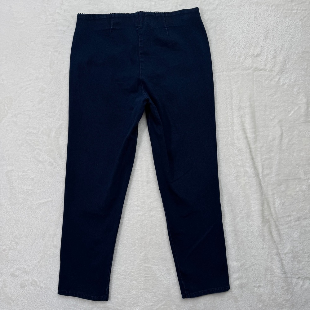 ELLE Pants Womens L Navy Blue Pull On Straight‎ Leg Stretch High Rise Career - Picture 8 of 12
